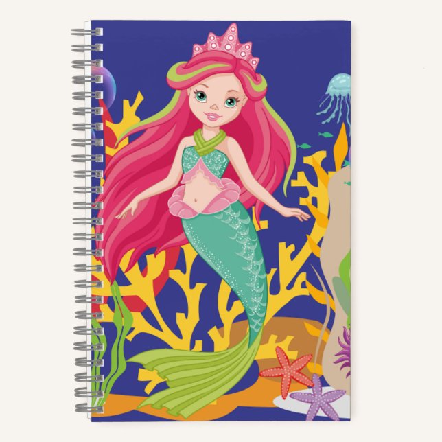 Cuaderno Sirena oceánica: El cabello largo y rojo (Anverso)