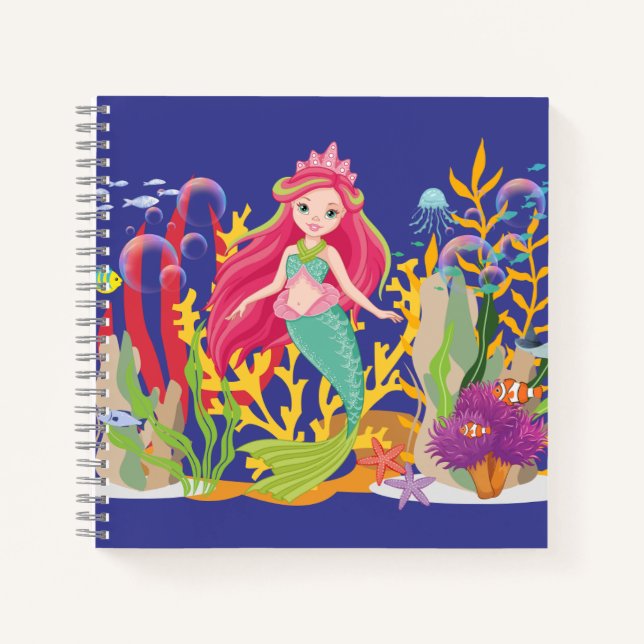 Cuaderno Sirena oceánica: El cabello largo y rojo (Anverso)