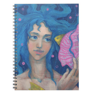 Cuaderno Sirena Pequeña, Arte de Fantasía Subacuática, Azul