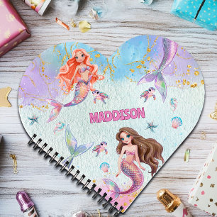 Cuaderno Sirenas de Purpurina Rosa Morada Agregar Nombre