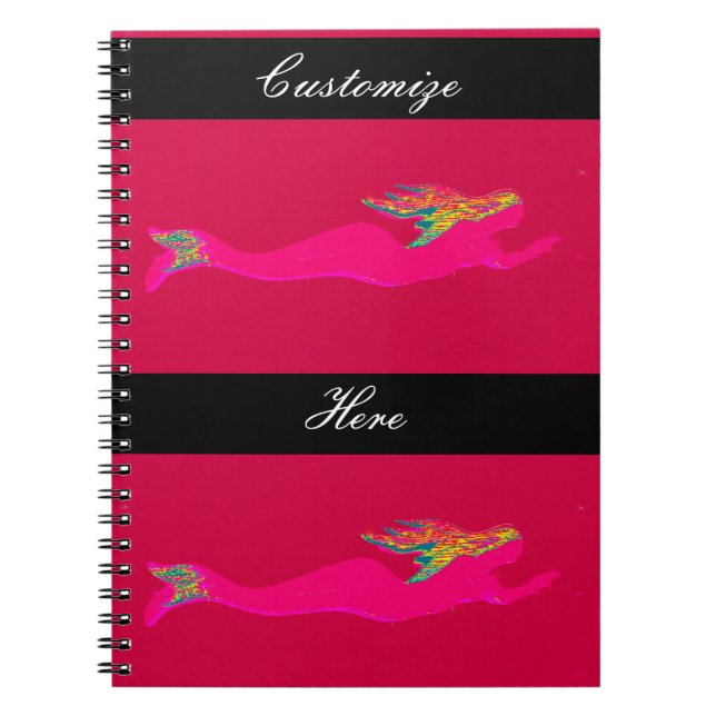 Cuaderno sirenas rosadas de nado rojo/negro (Frente)