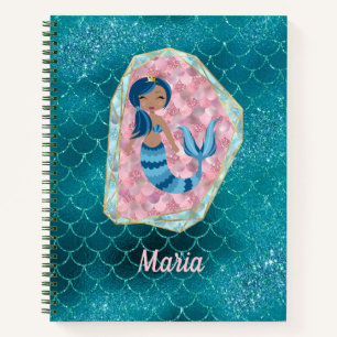 Cuaderno Sirenita divertida en profundidad en una concha ro