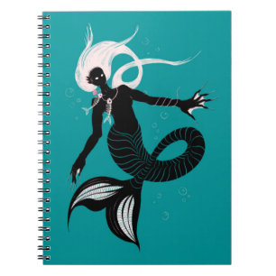 Cuaderno Sirenita gótica con collar de huesos de pescado A