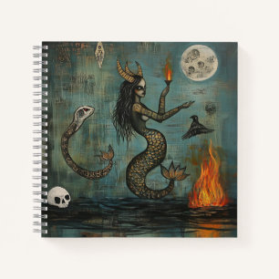Cuaderno Sirenita Horneada Moon Occult Dark Witchy AI Art
