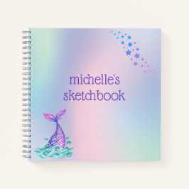 Cuaderno Sirenita Pastel con arcoiris personalizada