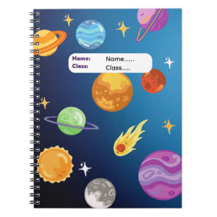 Cuaderno Sistema solar con Sol y Planetas Personalizados