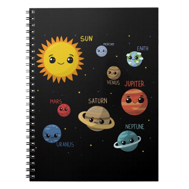 Cuaderno Sistema solar de Kawaii (Frente)