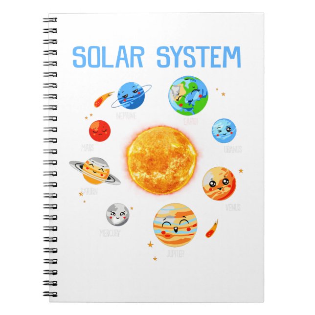 Cuaderno Sistema solar planetas ciencia espacio niños Chica (Frente)