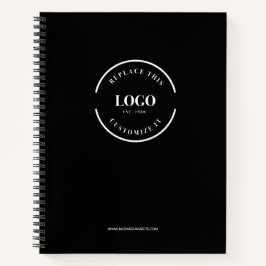 Cuaderno Sitio web negro simple y grande con logotipo perso