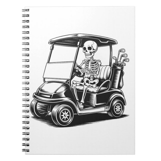 Cuaderno Skeletal Golfer Skull Jugando Golf (Frente)