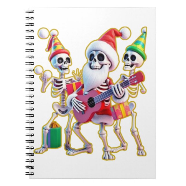 Cuaderno **Skeleton 3D Christm Santa Party – Funnyas Skelet (Frente)