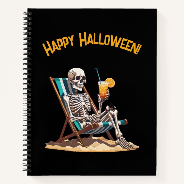 Cuaderno Skeleton Beach Lounging Halloween (Anverso)