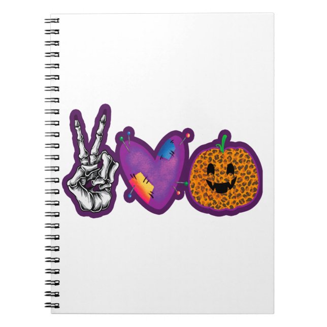 Cuaderno Skeleton Calabaza Paz Amor Halloween (Frente)