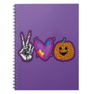Cuaderno Skeleton Calabaza Paz Amor Halloween