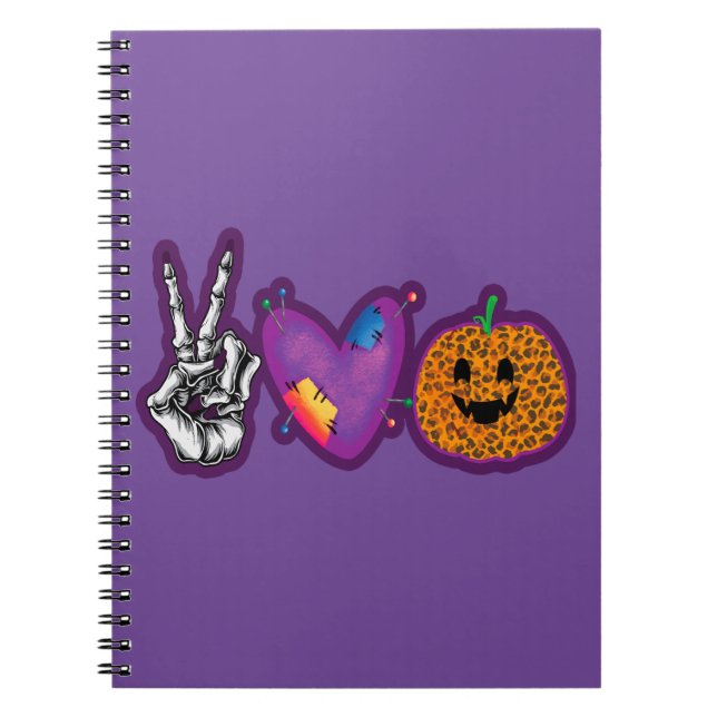 Cuaderno Skeleton Calabaza Paz Amor Halloween (Frente)