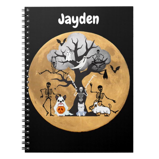 Cuaderno Skeleton camina sus perros con disfraces (Frente)