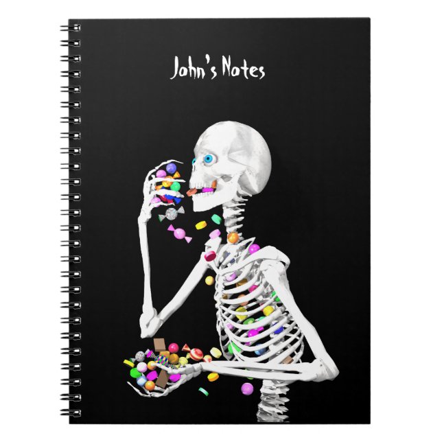 Cuaderno Skeleton comiendo dulces de Halloween (Frente)