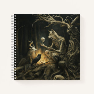 Cuaderno Skeleton Dog Moon Occult Dark Witchy AI Art