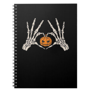 Cuaderno Skeleton Hand Heart And Pumpkin Funny Skull Hallow