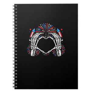Cuaderno Skeleton Hand Heart Estados Unidos Patriótico Amer