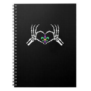 Cuaderno Skeleton Hand Heart Mardi Gras