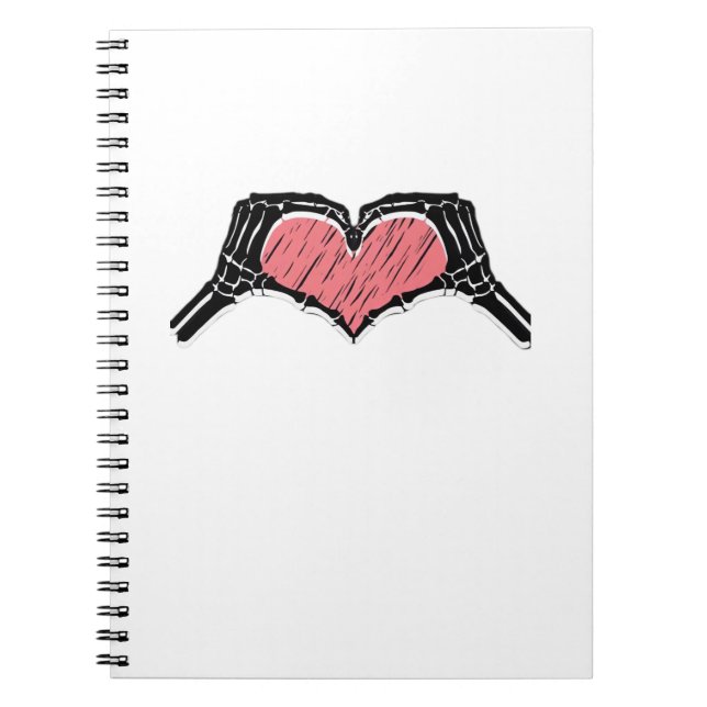 Cuaderno Skeleton Hand Heart Rótulo Día de San Valentín Cla (Frente)