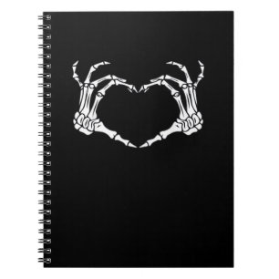 Cuaderno Skeleton Hand Heart Rótulo disstume divertida Hall