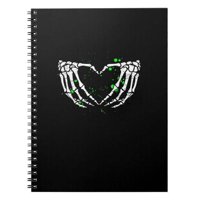 Cuaderno Skeleton Hand Heart Rótulo disstume Halloween (Frente)