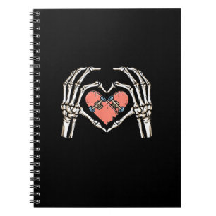 Cuaderno Skeleton Hand Heart Skateboard Día de San Valentín