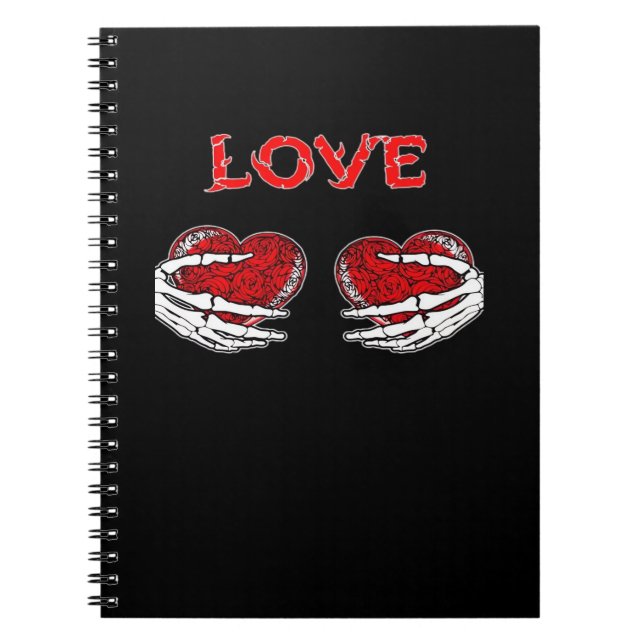 Cuaderno Skeleton Hands Heart Funny Design (Frente)