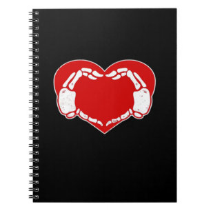 Cuaderno Skeleton Heart Hands Gótico Valentine Red Classic