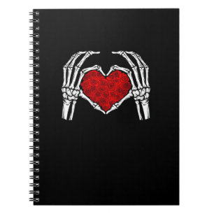 Cuaderno Skeleton Heart Hands Rótulo El día de San Valentín