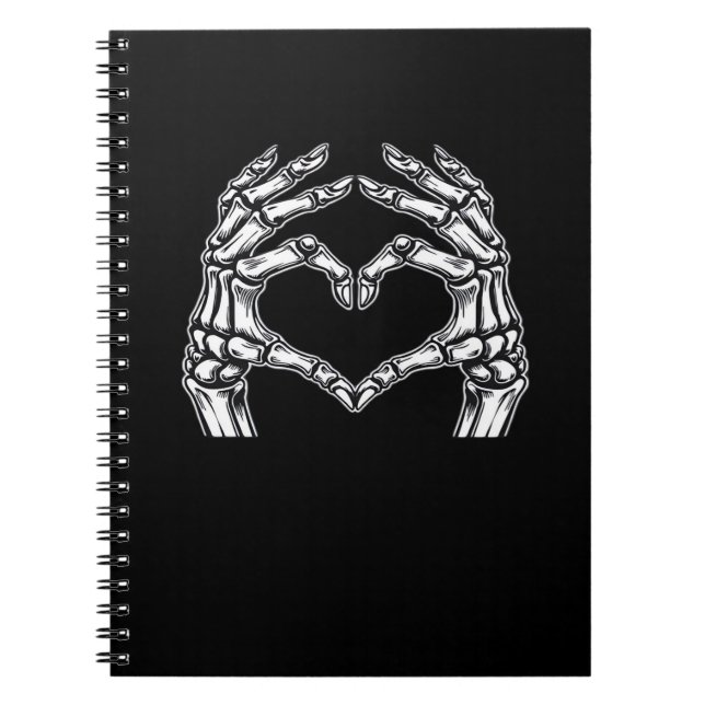 Cuaderno Skeleton Heart Hands Rótulo Halloween Disstume bás (Frente)
