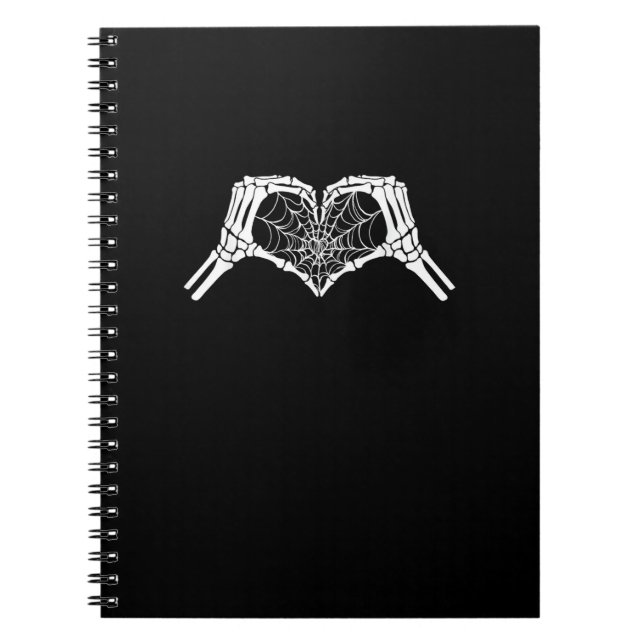 Cuaderno Skeleton Heart Hands Spiderweb Halloween Spooky Wo (Frente)