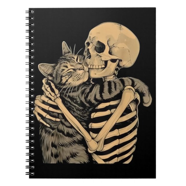 Cuaderno  Skeleton Hugging Cat – Cute Gothic Cat Lover Gift (Frente)