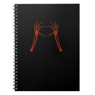 Cuaderno Skeleton manos Rótulo de corazón disfraz Funny Hal