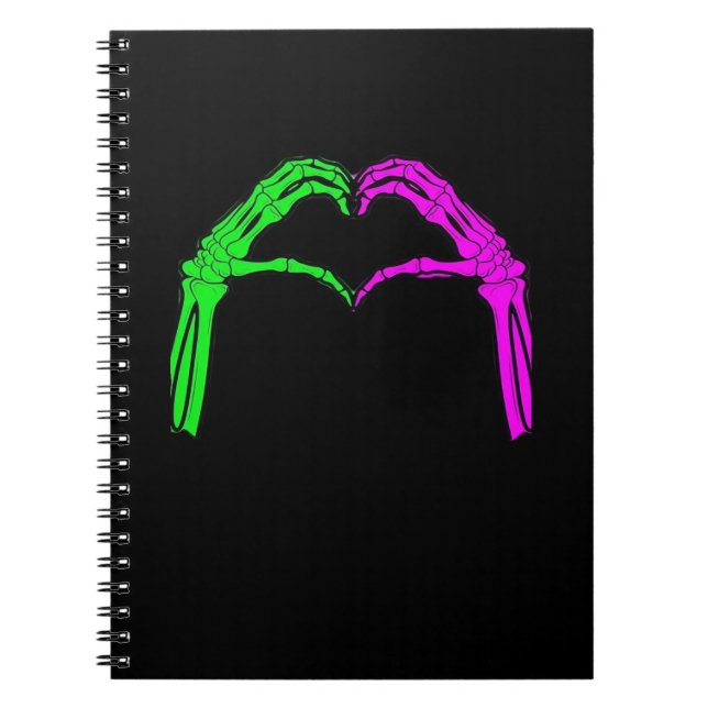Cuaderno Skeleton manos Rótulo de corazón retro disfraz de  (Frente)