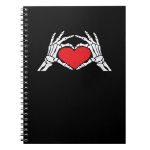 Cuaderno Skeleton Manos un Clásico Del Corazón Rojo