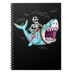 Cuaderno Skeleton Riding Zombie Shark Gracioso regalo de Ha