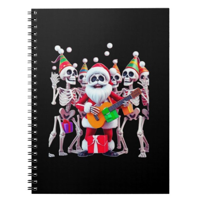 Cuaderno **Skeleton Santa Party – Funny 3D Christmas Skelet (Frente)