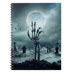 Cuaderno Skeleton Zombie Mano Levantándose De Un GraveYard