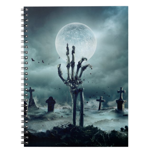 Cuaderno Skeleton Zombie Mano Levantándose De Un GraveYard  (Frente)