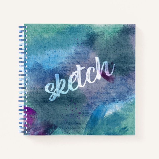 Cuaderno Sketch de la acuarela azul púrpura (Anverso)