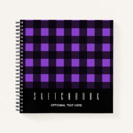 Cuaderno Sketch Purple Black Plaid Gingham Check Pattern