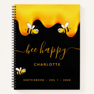 Cuaderno Sketchbook abeja negra feliz burbuja abejas dulce