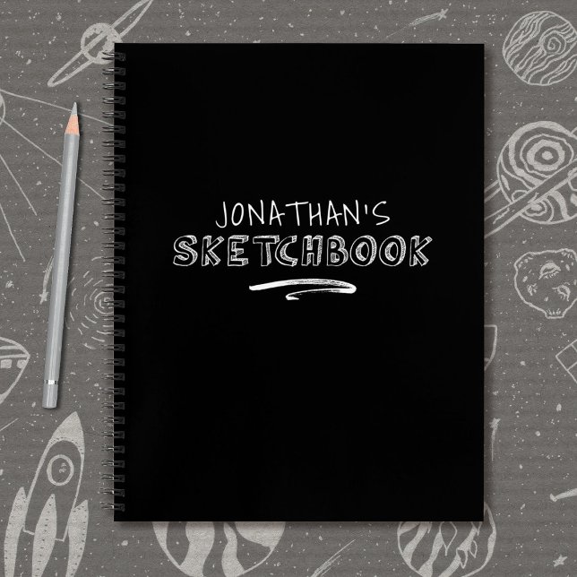 Cuaderno Sketchbook blanco negro personalizado (A cool Sketchbook personalized with your name.)