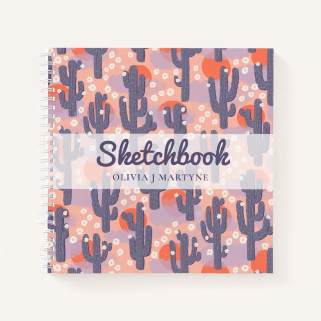 Cuaderno Sketchbook Cactus moderno personalizado (Anverso)