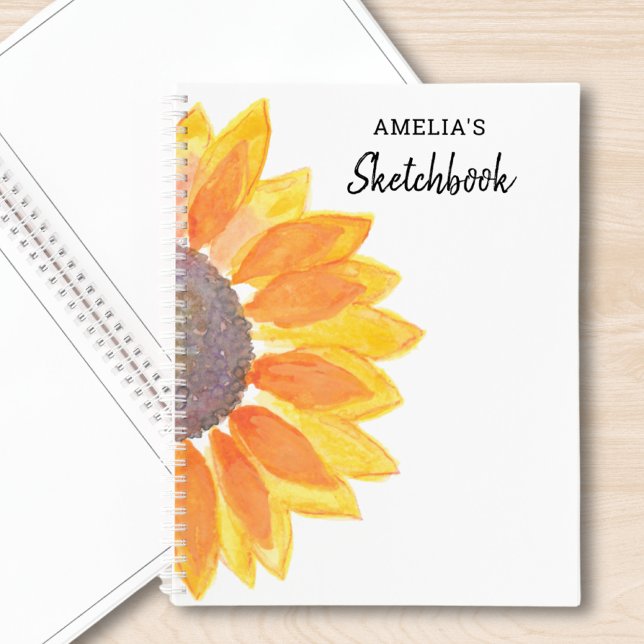 Cuaderno Sketchbook de girasol de acuarela personalizada (Subido por el creador)