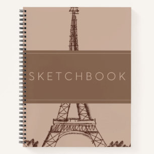 Cuaderno Sketchbook de la Torre Eiffel Marrón en París