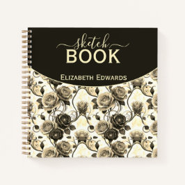 Cuaderno Sketchbook Elegancia Nocturna Carbón y Beige